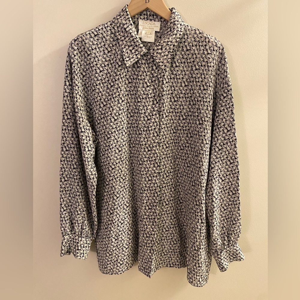 Escada 100% Silk Heart Blouse 44